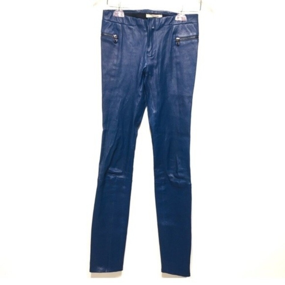 J Brand Blue Minette Lambskin Leather Skinny Pants - Picture 2 of 8